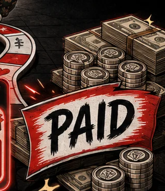 A red PAID banner over stacks of cash and coins, from the G.U.M.M. September 2026 cover